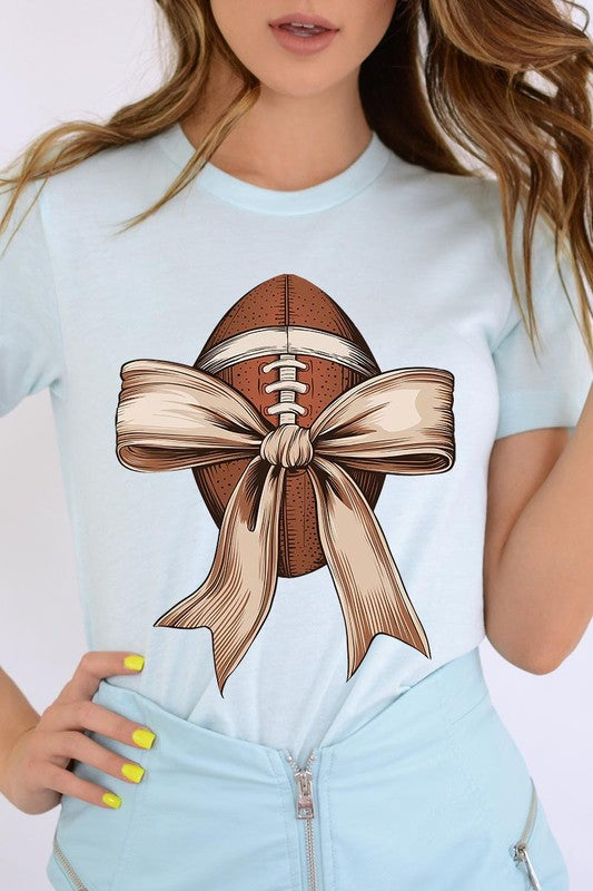 Football bow graphic unisex tee shirt