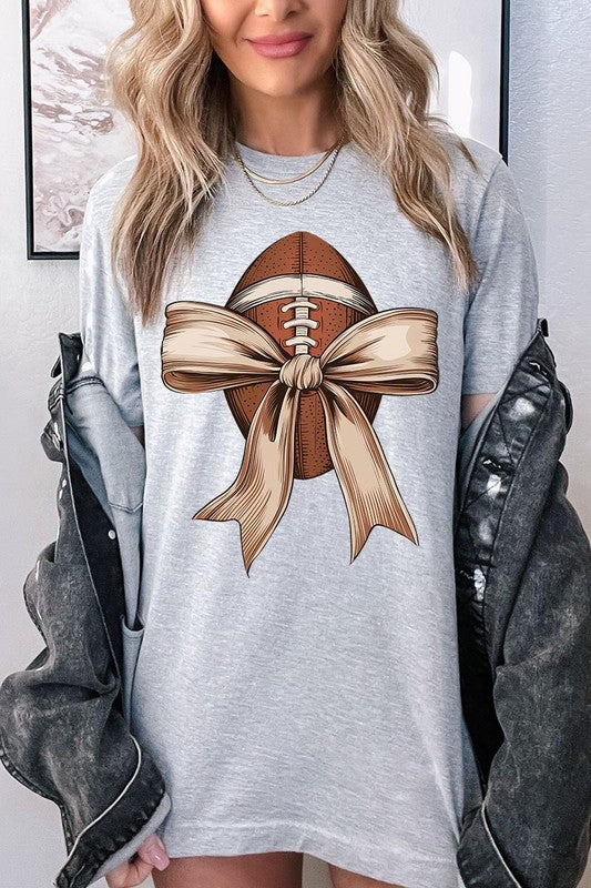 Football bow graphic unisex tee shirt