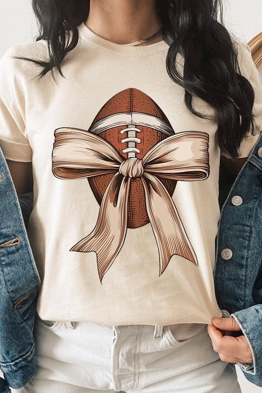 Football bow graphic unisex tee shirt