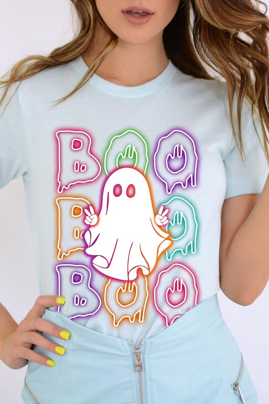 Neon Boo Ghost Halloween Graphic Tee