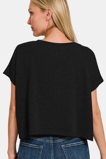 Zenana V-Neck Short Sleeve Crop T-ShirtExperience Effortless Style with the Zenana V-Neck Short Sleeve Crop T-Shirt
 The Zenana V-Neck Short Sleeve Crop T-Shirt is not just another addition to your wardroLove Salve -Neck Short Sleeve CropTIKTOK