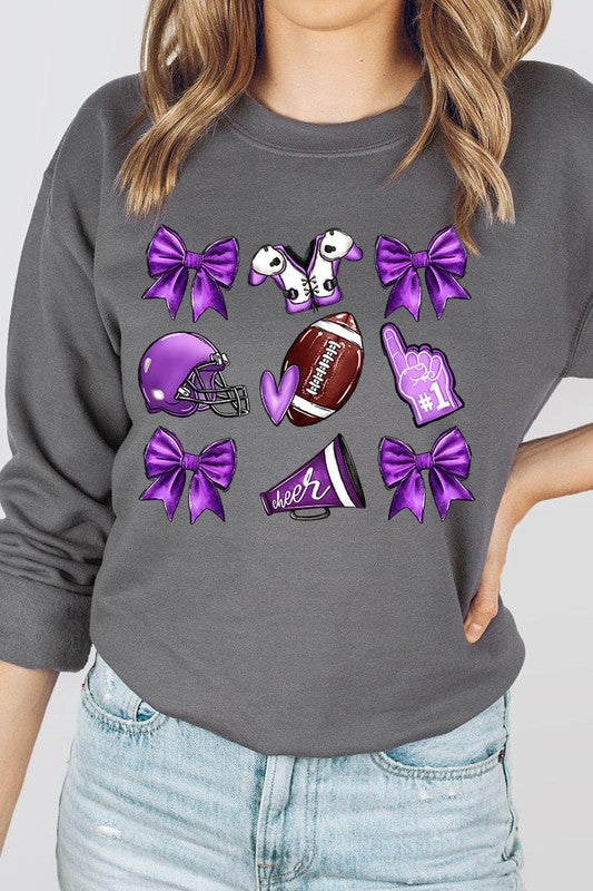 Chic purple football graphic sweatshirt for stylish fans