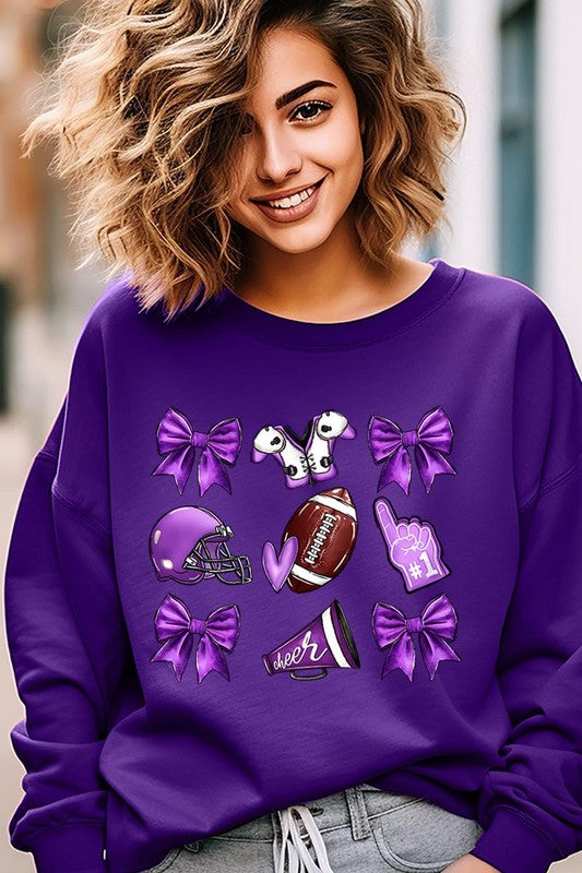 Chic purple football graphic sweatshirt for stylish fans