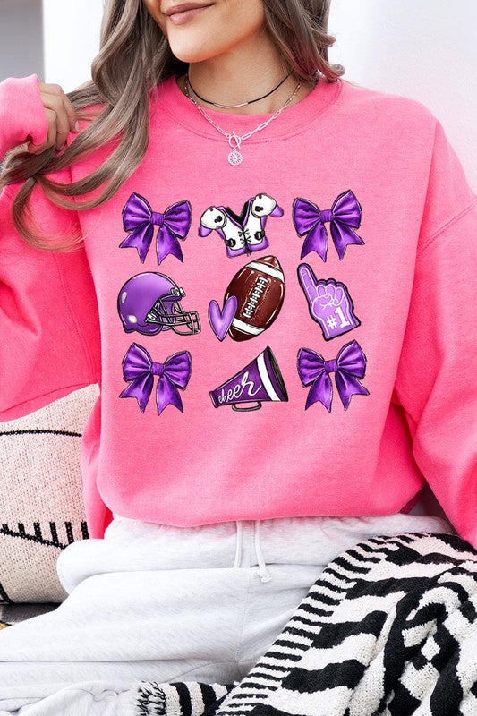 Chic purple football graphic sweatshirt for stylish fans