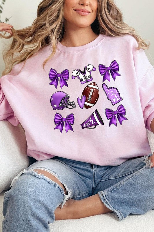 Purple coquette football sweatshirt