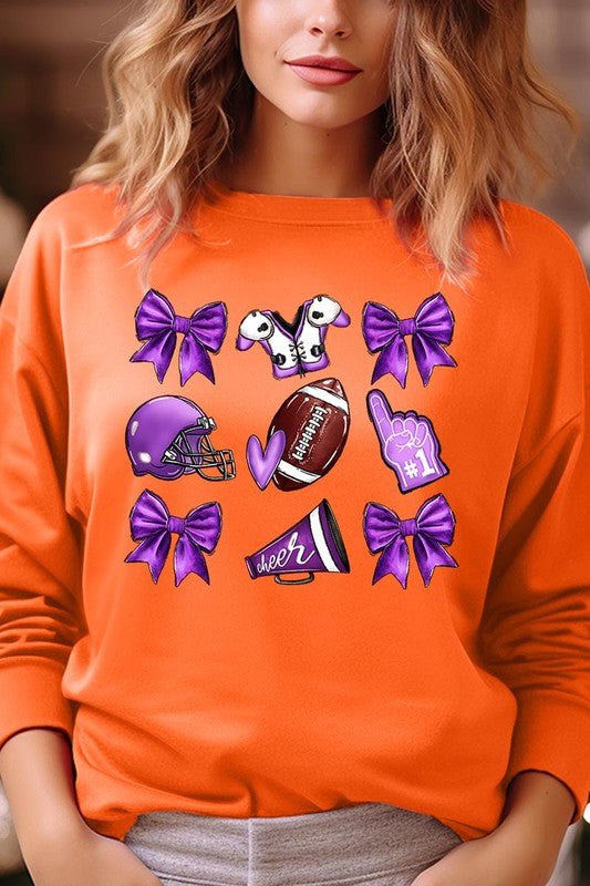 Chic purple football graphic sweatshirt for stylish fans