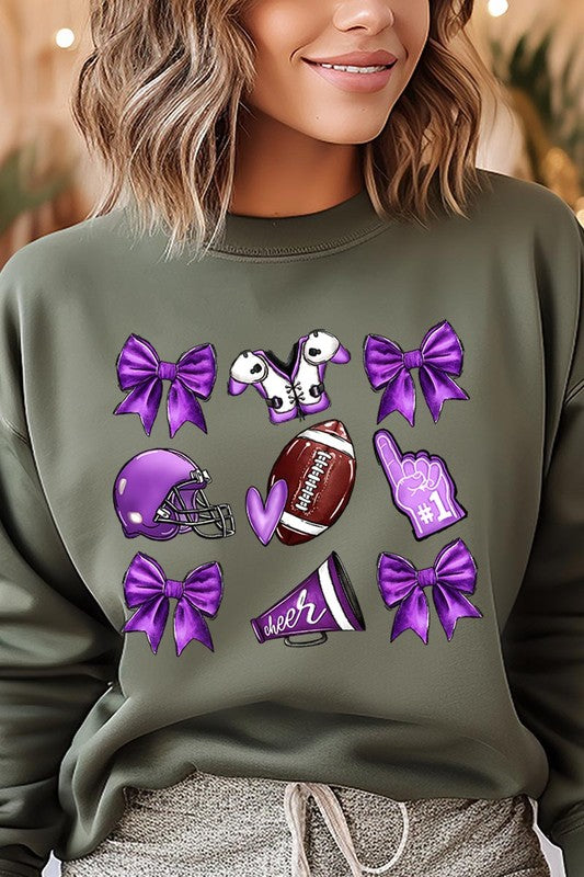 Purple coquette football sweatshirt