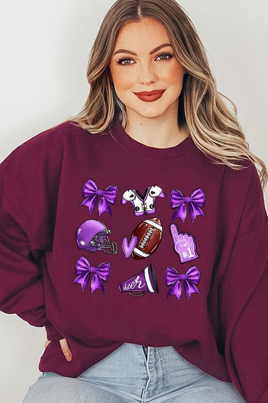 Chic purple football graphic sweatshirt for stylish fans