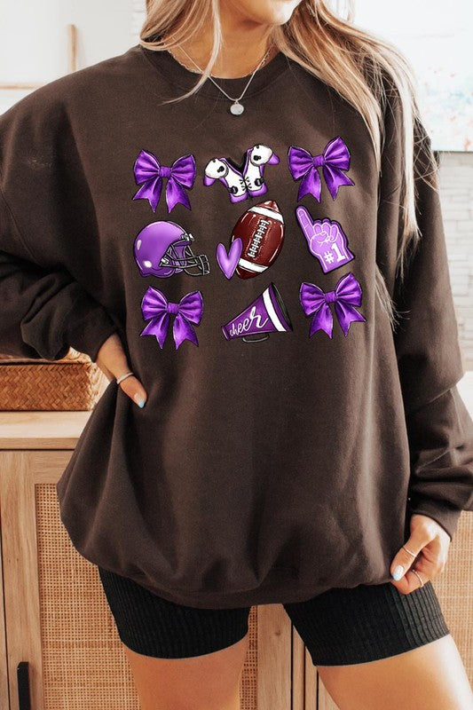 Purple coquette football sweatshirt