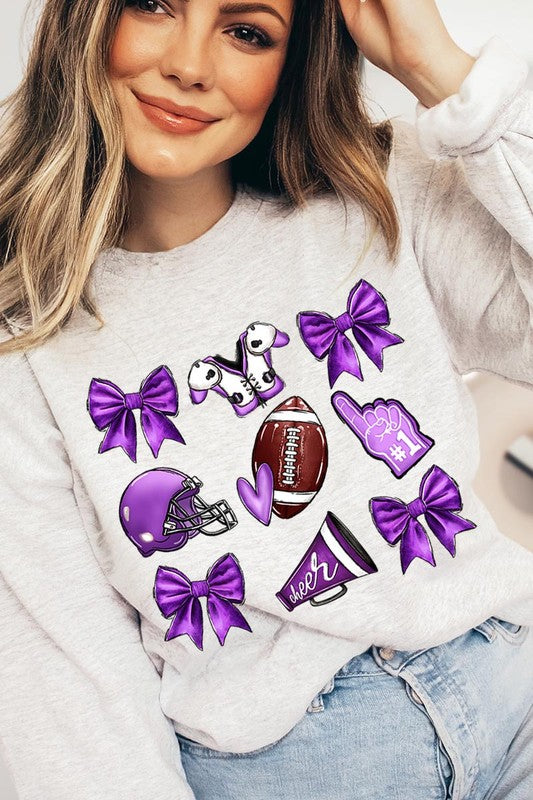 Purple coquette football sweatshirt