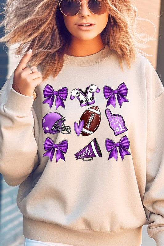 Chic purple football graphic sweatshirt for stylish fans