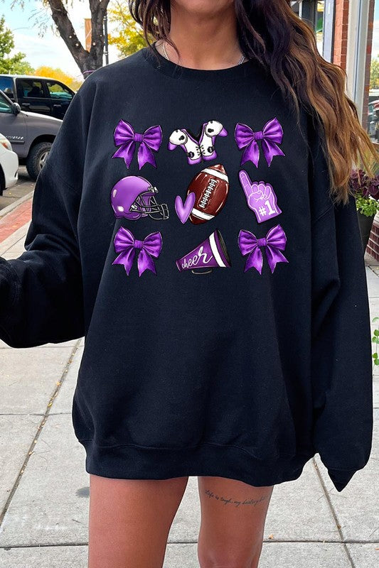 Purple coquette football sweatshirt