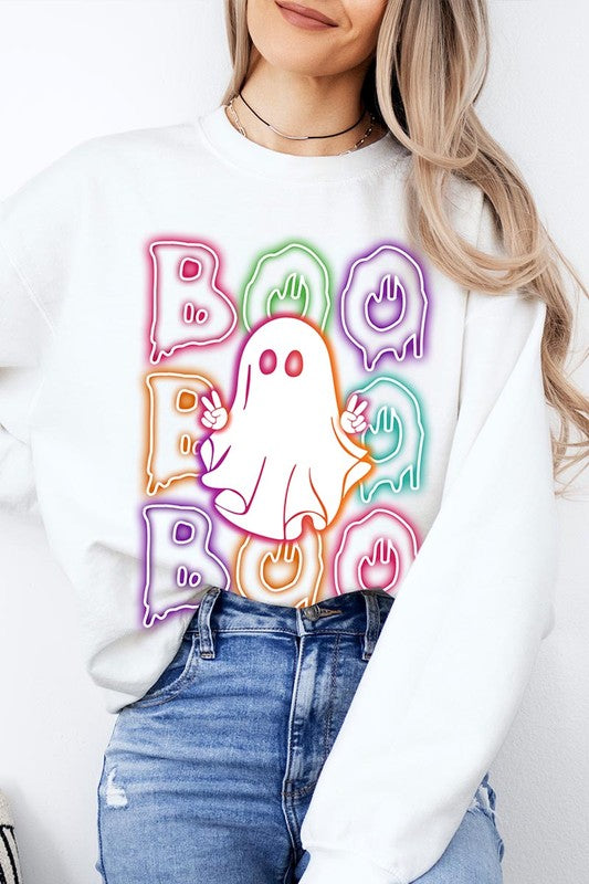 Boo neon ghost sweatshirt for Halloween