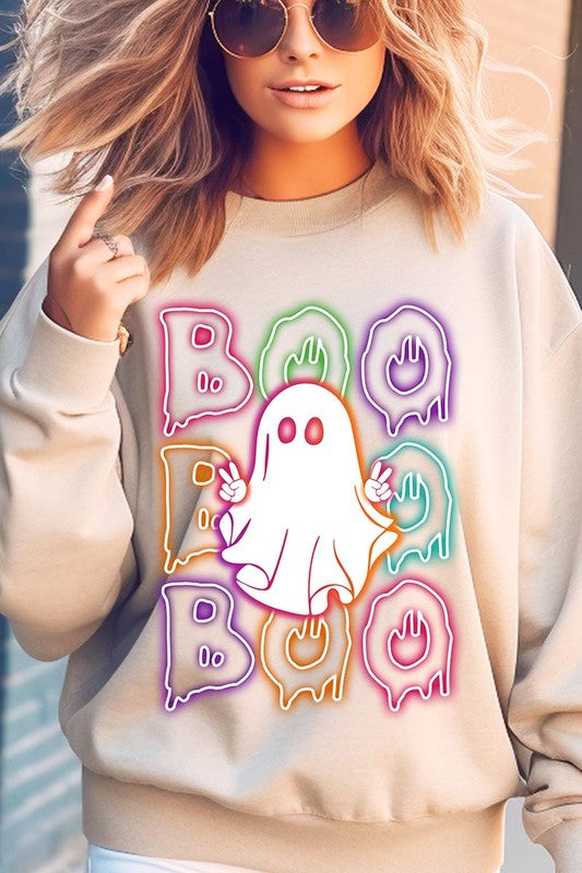 Boo neon ghost sweatshirt for Halloween