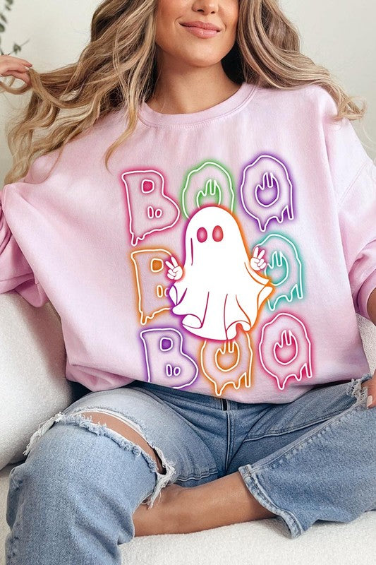 Boo neon ghost sweatshirt for Halloween