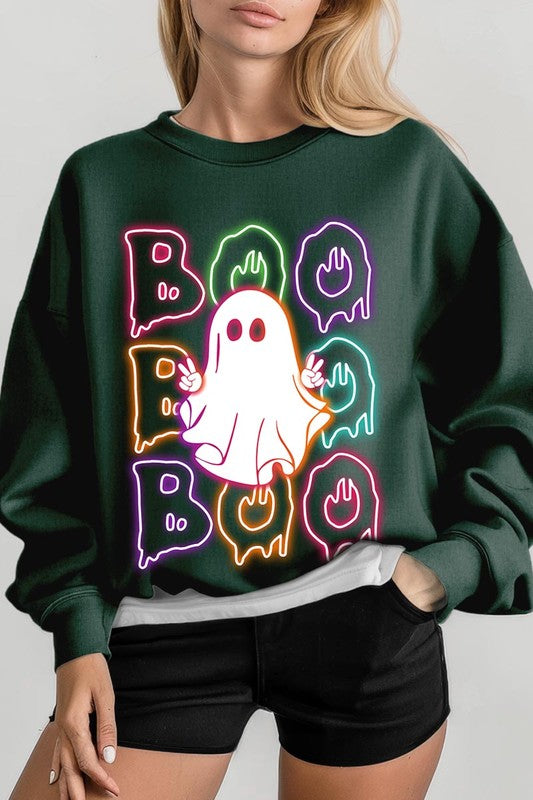 Boo neon ghost sweatshirt for Halloween