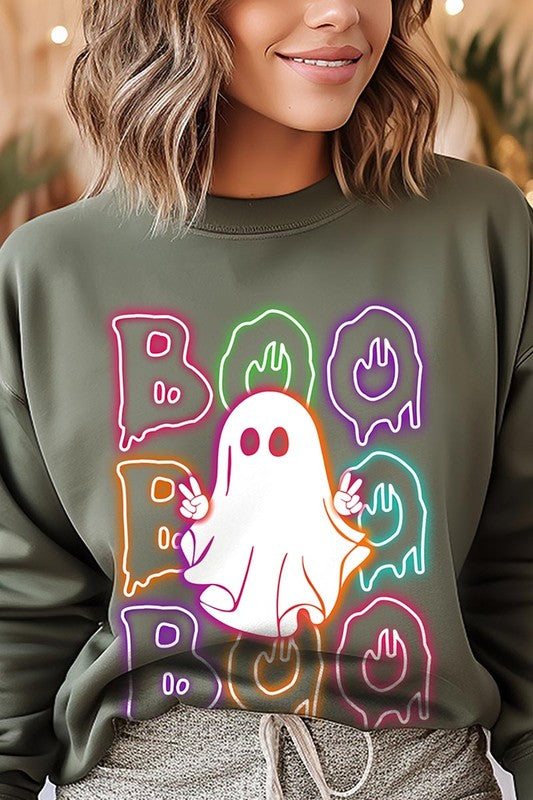 Boo neon ghost sweatshirt for Halloween