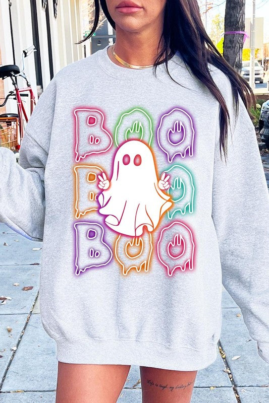 Boo neon ghost sweatshirt for Halloween