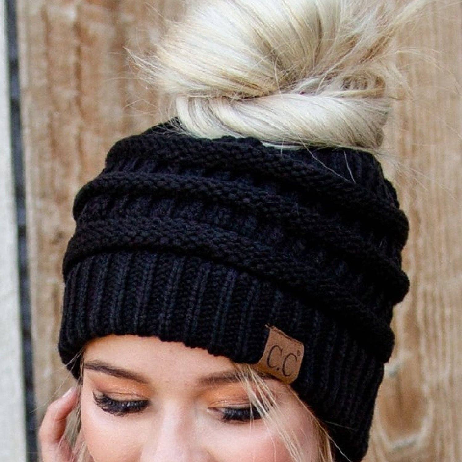 C.C Ponytail Beanie - Messy Bun & Ponytail Friendly Coco’s Tee Boutique