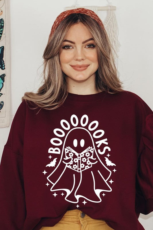 Charming ghostly sweatshirt for book enthusiasts