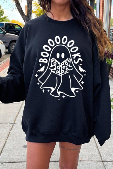 Charming ghostly sweatshirt for book enthusiasts