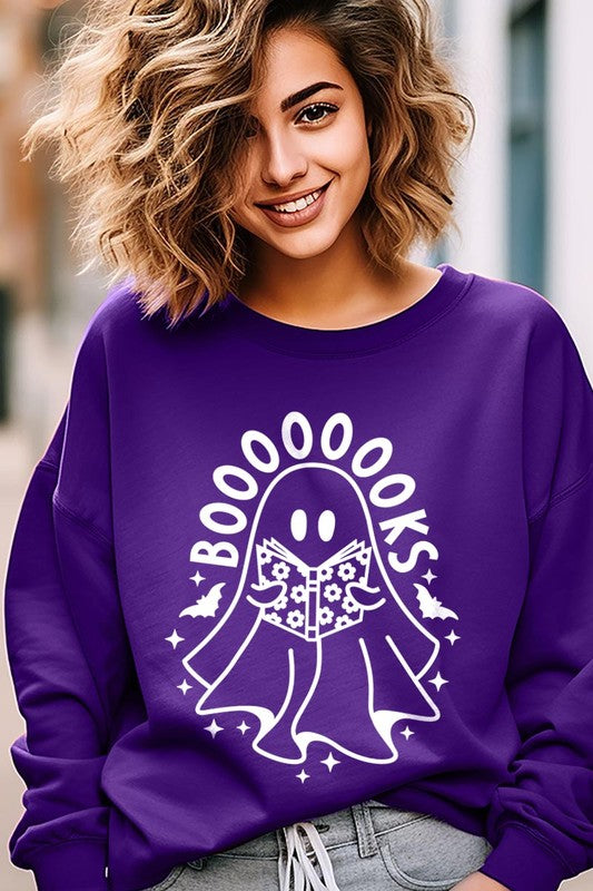 Charming ghostly sweatshirt for book enthusiasts