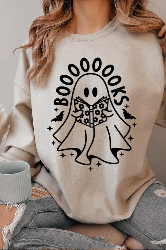 Charming ghostly sweatshirt for book enthusiasts