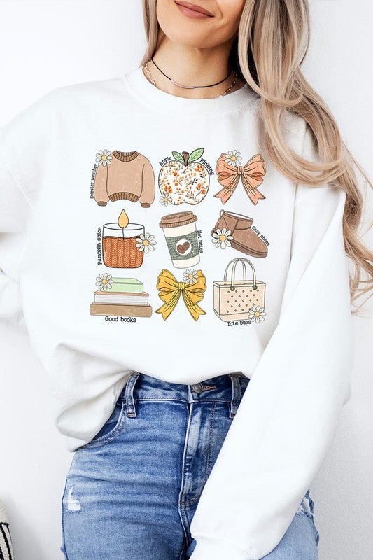 Cozy autumn doodle fleece sweatshirts