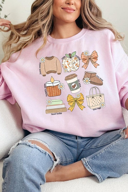 Fall doodle fleece sweatshirts