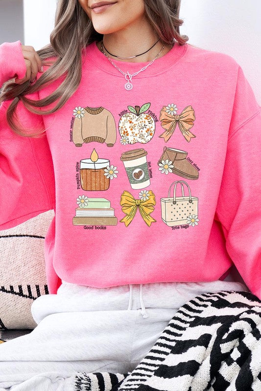 Cozy autumn doodle fleece sweatshirts