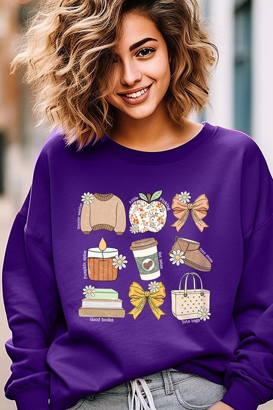 Fall doodle fleece sweatshirts