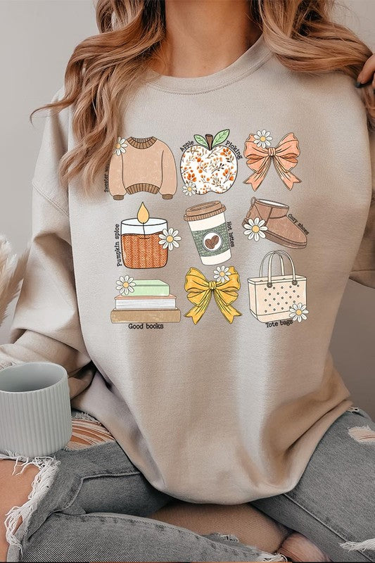 Fall doodle fleece sweatshirts