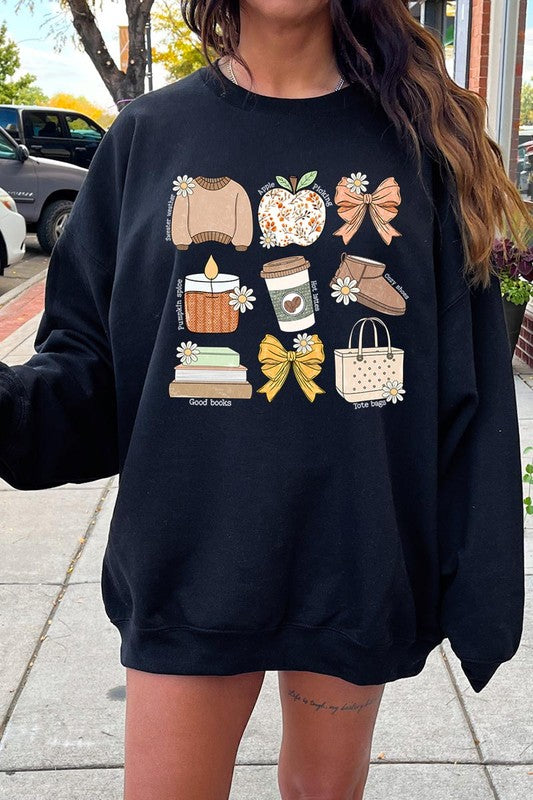 Fall doodle fleece sweatshirts