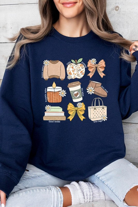 Cozy autumn doodle fleece sweatshirts