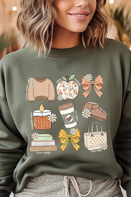 Fall doodle fleece sweatshirts