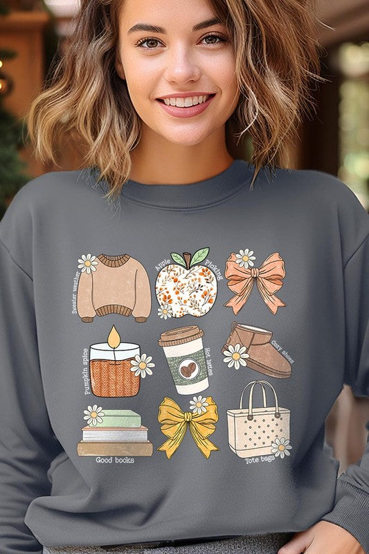 Fall doodle fleece sweatshirts