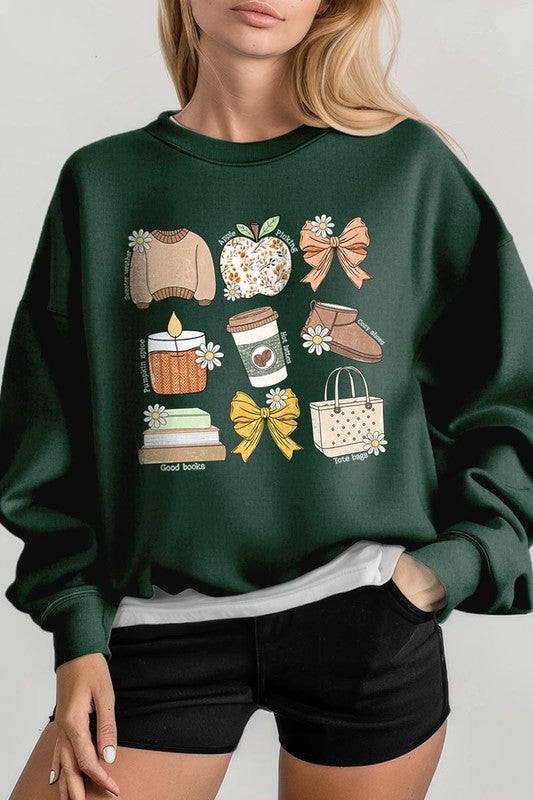 Fall doodle fleece sweatshirts