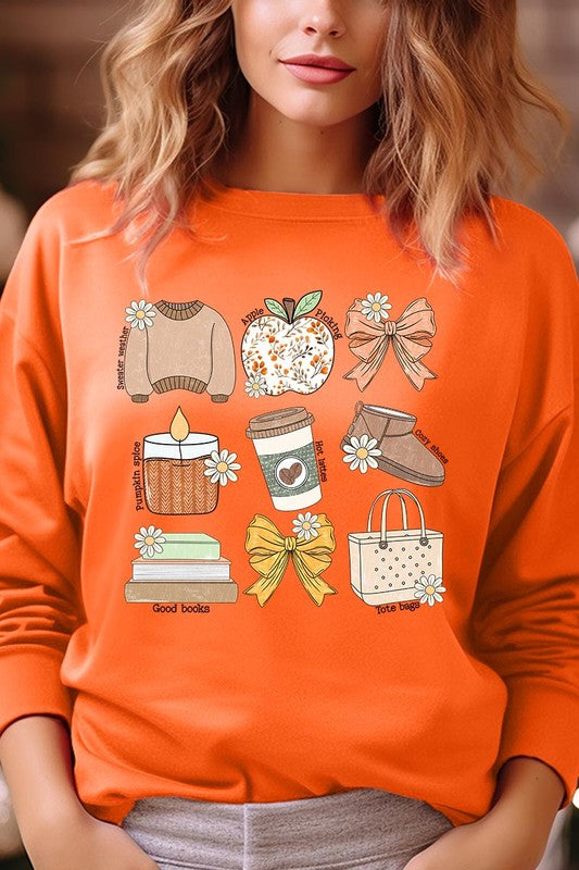 Fall doodle fleece sweatshirts