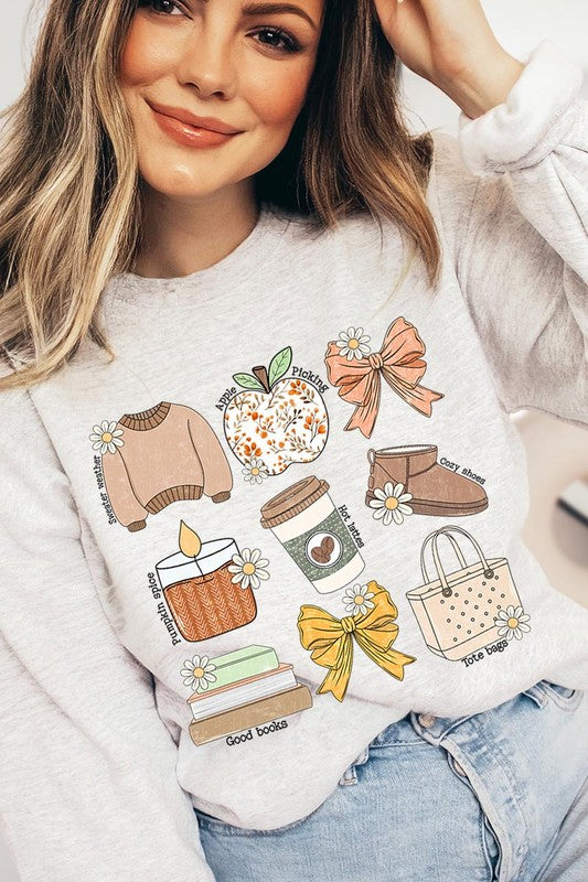 Cozy autumn doodle fleece sweatshirts