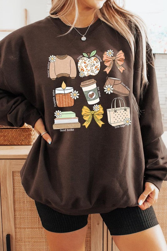 Cozy autumn doodle fleece sweatshirts