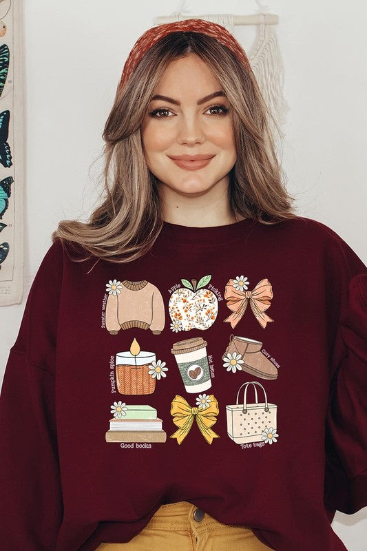 Fall doodle fleece sweatshirts