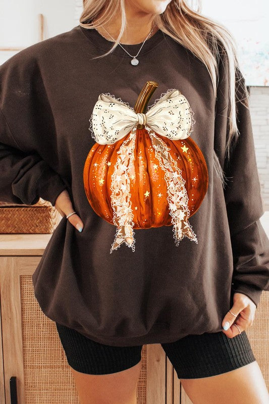 Chic pumpkin fleece sweatshirt