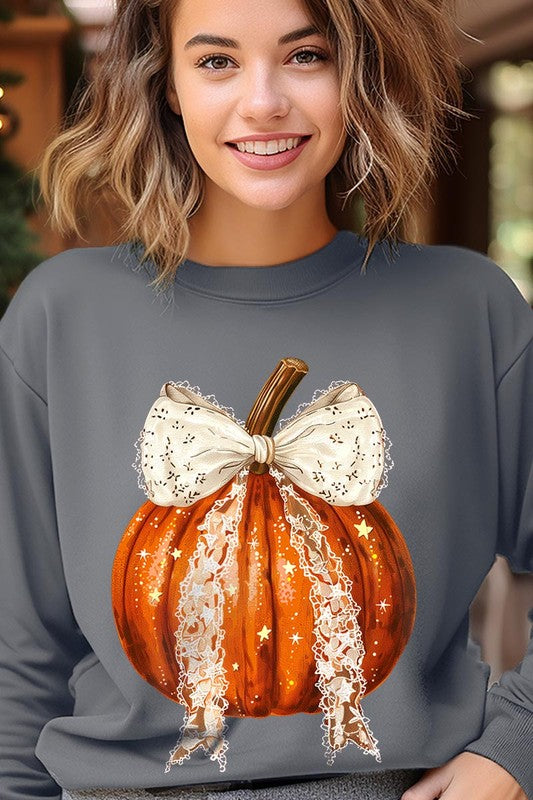 Chic pumpkin fleece sweatshirt