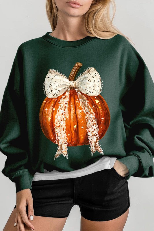 Chic pumpkin fleece sweatshirt