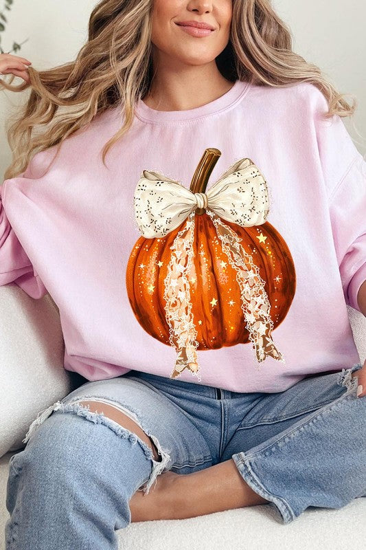 Chic pumpkin fleece sweatshirt