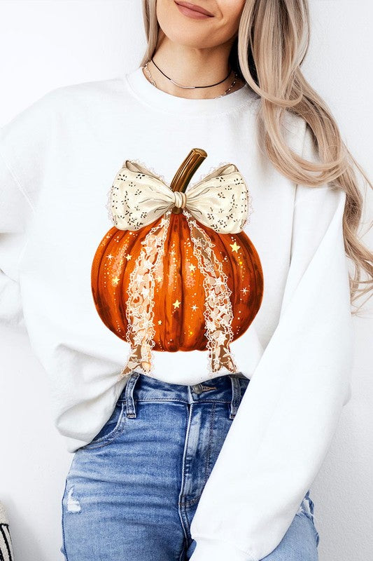 Chic pumpkin fleece sweatshirt