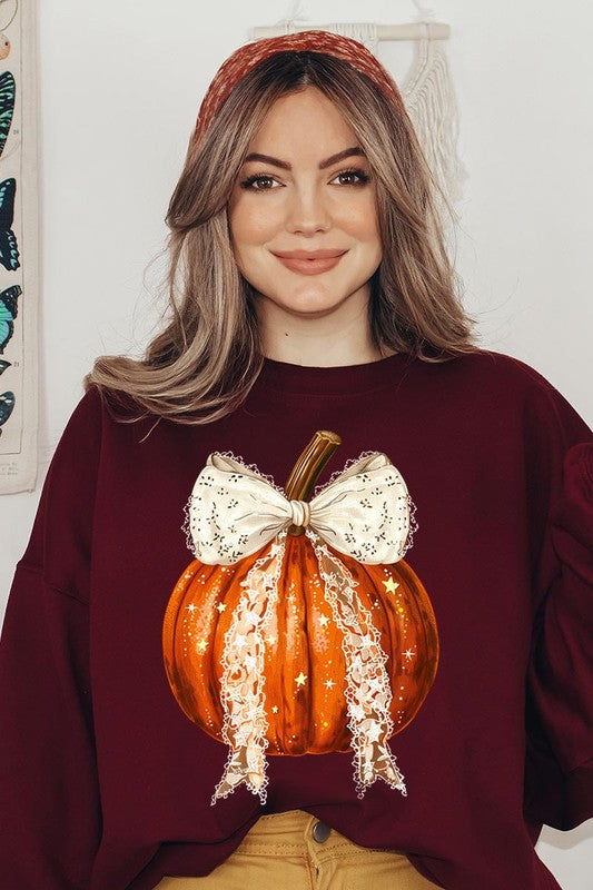 Chic pumpkin fleece sweatshirt