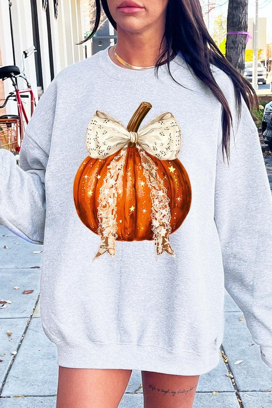 Chic pumpkin fleece sweatshirt