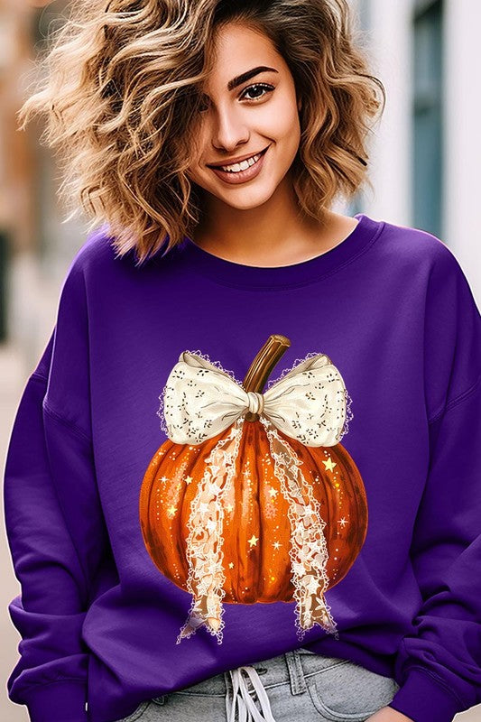 Chic pumpkin fleece sweatshirt