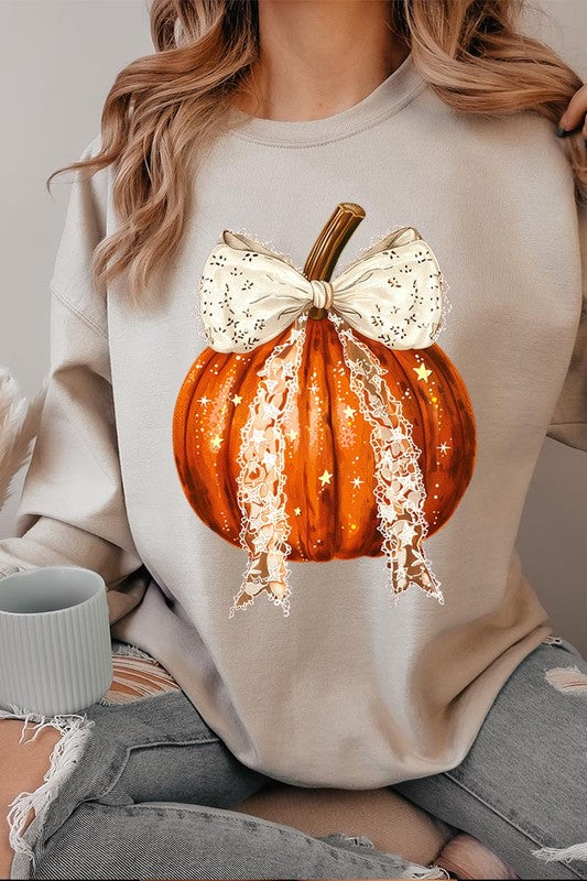 Chic pumpkin fleece sweatshirt